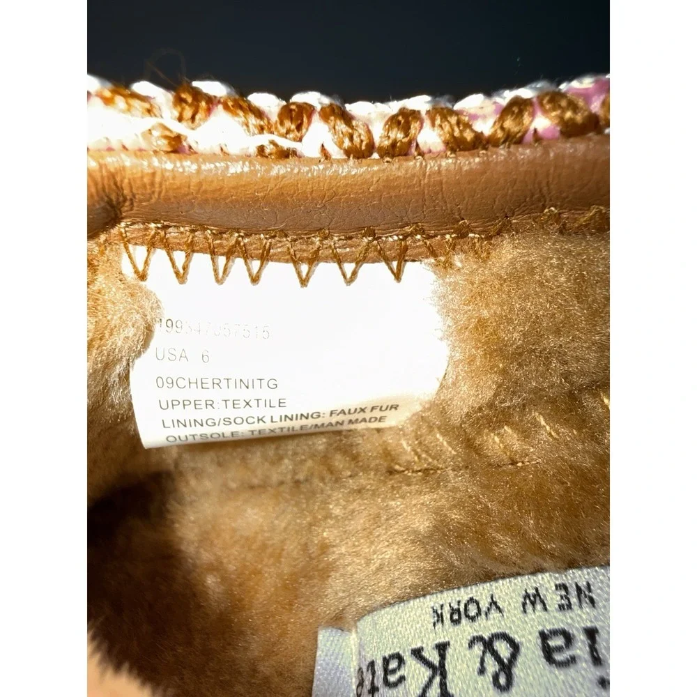 Olivia & Kate Girls Slippers Size 6 Brown Faux Fur Cozy Slip On NEW